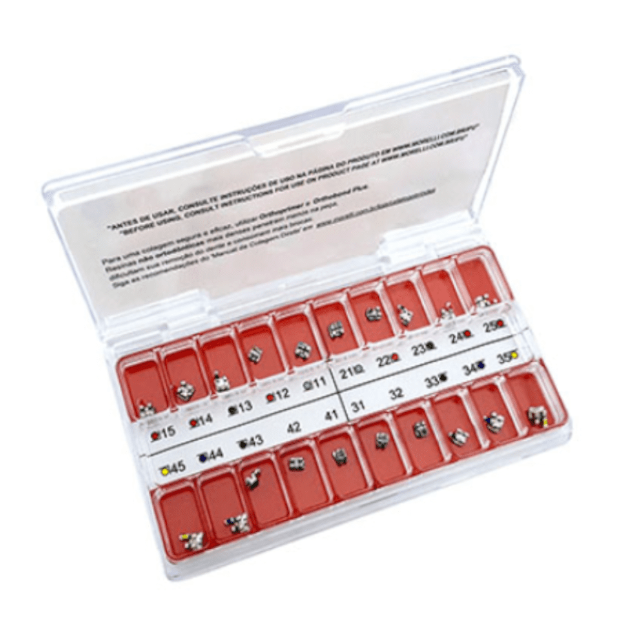 Kit de Bráquetes 01 caso Prescrição M.B.T. Light .022" Gancho Can./Prés - Morelli - Imagen 2
