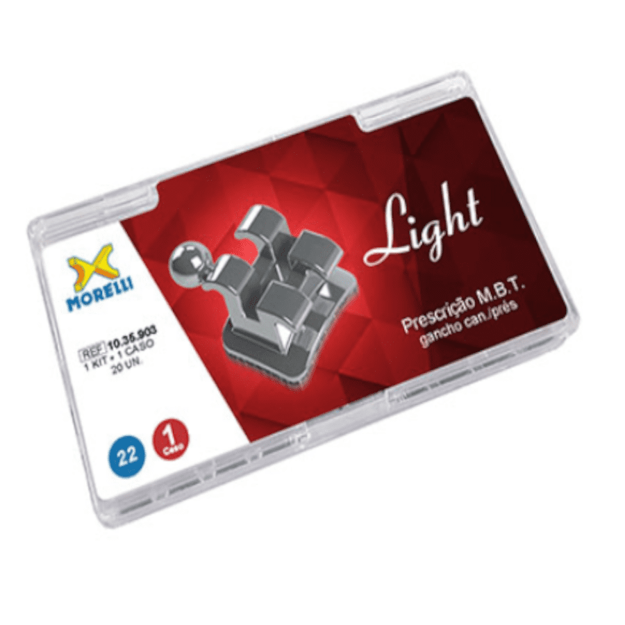 Kit de Bráquetes 01 caso Prescrição M.B.T. Light .022" Gancho Can./Prés - Morelli
